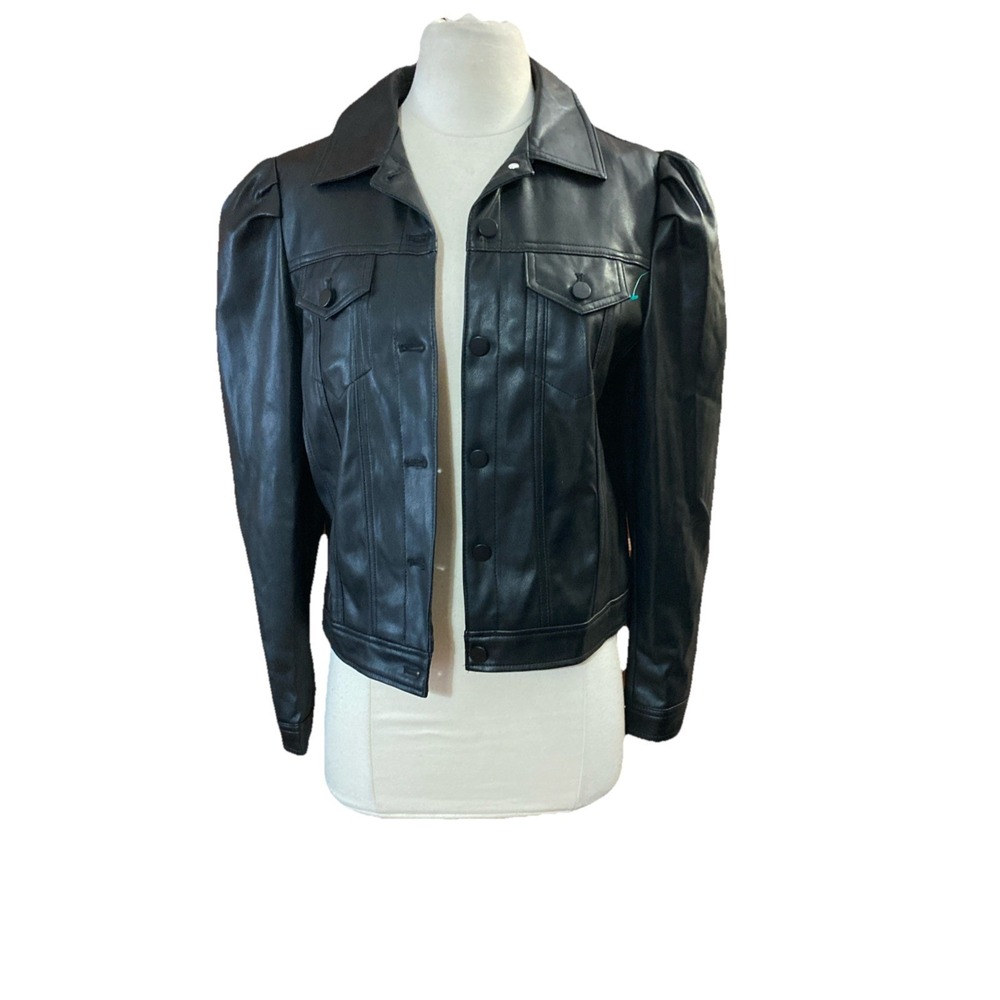 Truth by Republic Faux Leather Bomber Jacket Women's‎ Sz S New Black Goth Biker